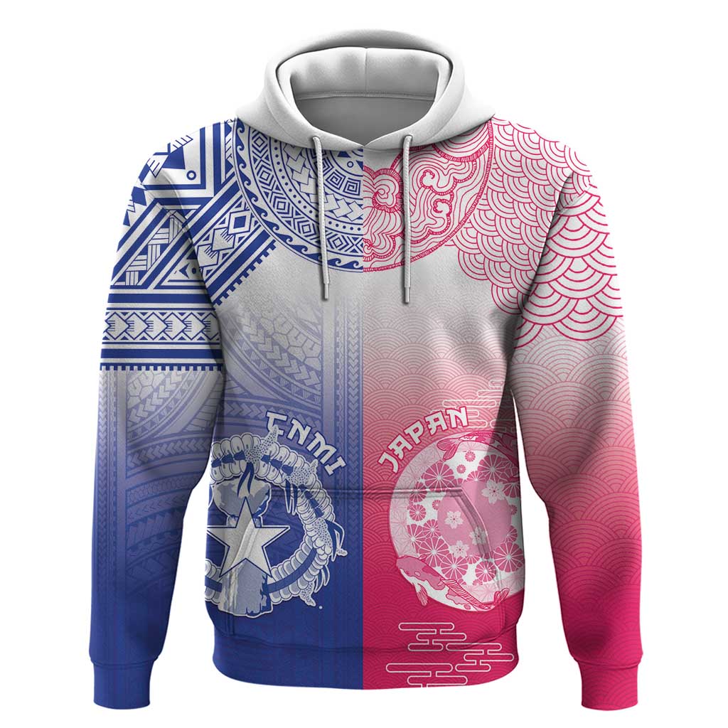Custom Northern Mariana Islands And Japan Together Zip Hoodie