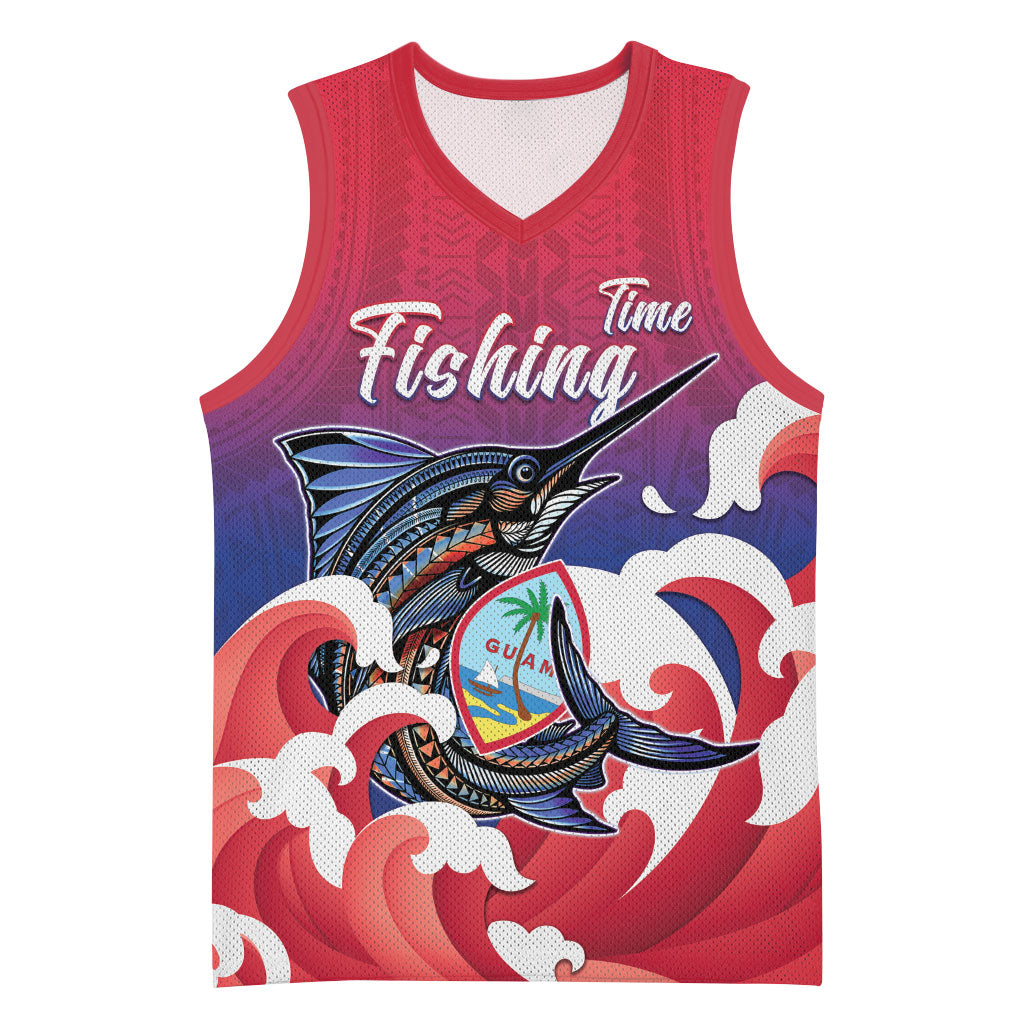 Guam Blue Marlin Fishing Basketball Jersey Polynesian Style