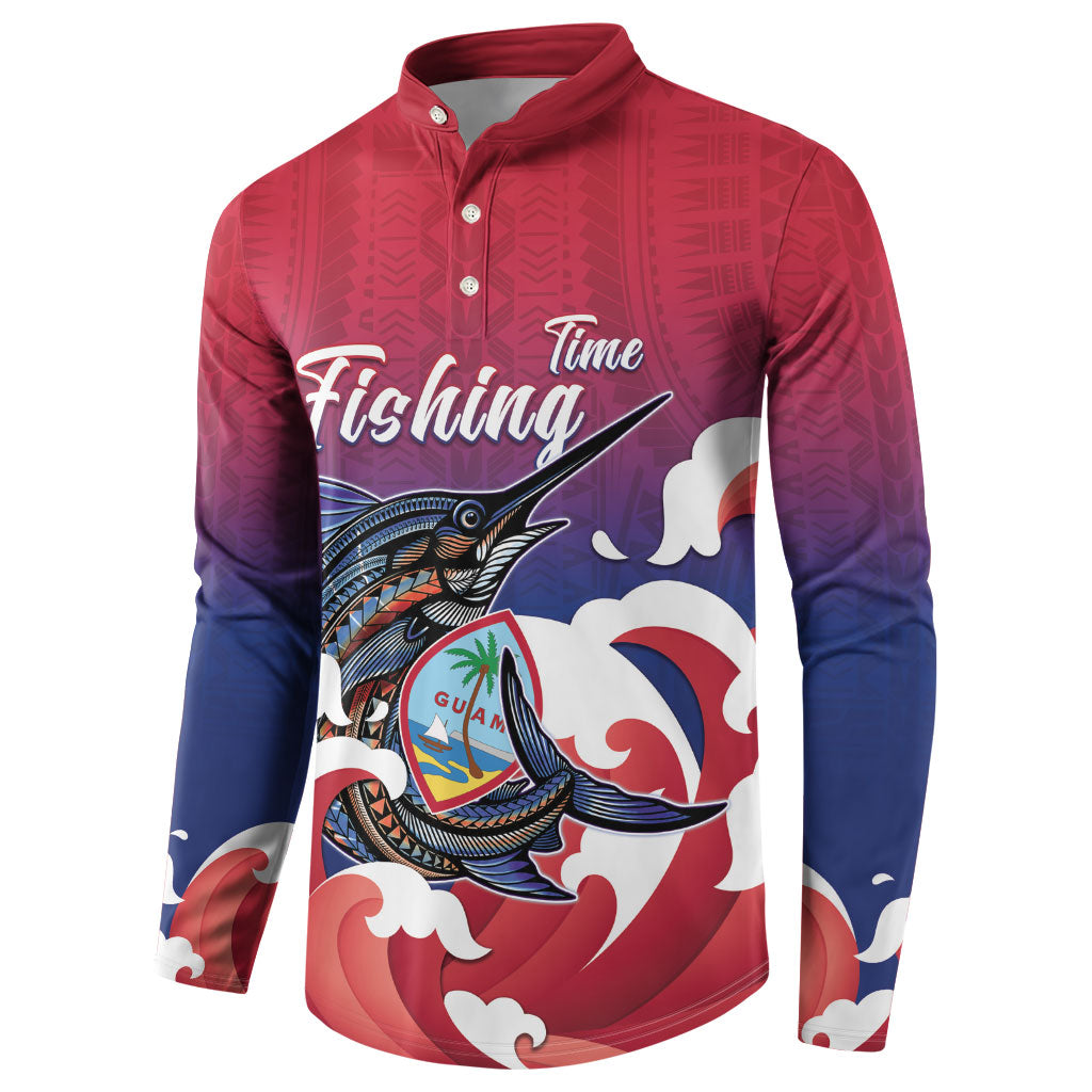 Guam Blue Marlin Fishing Button Sweatshirt Polynesian Style