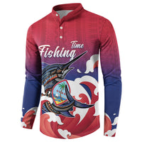 Guam Blue Marlin Fishing Button Sweatshirt Polynesian Style