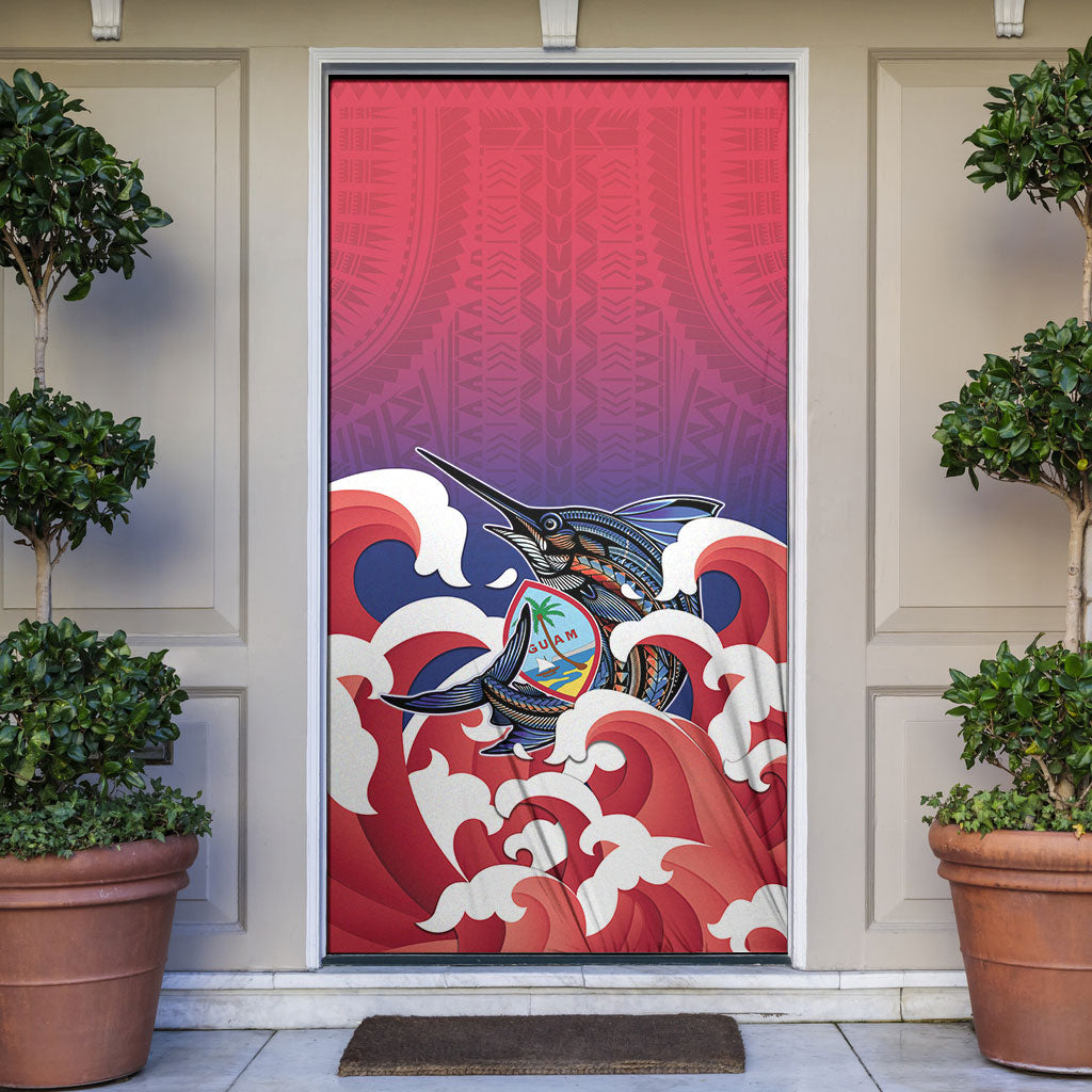 Guam Blue Marlin Fishing Door Cover Polynesian Style