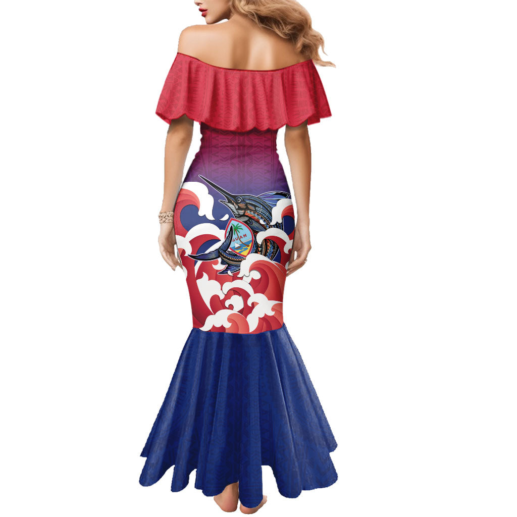 Guam Blue Marlin Fishing Family Matching Mermaid Dress and Hawaiian Shirt Polynesian Style
