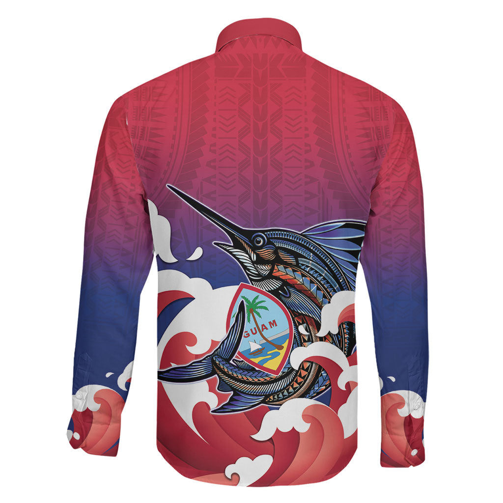 Guam Blue Marlin Fishing Family Matching Off Shoulder Short Dress and Hawaiian Shirt Polynesian Style LT05 - Polynesian Pride