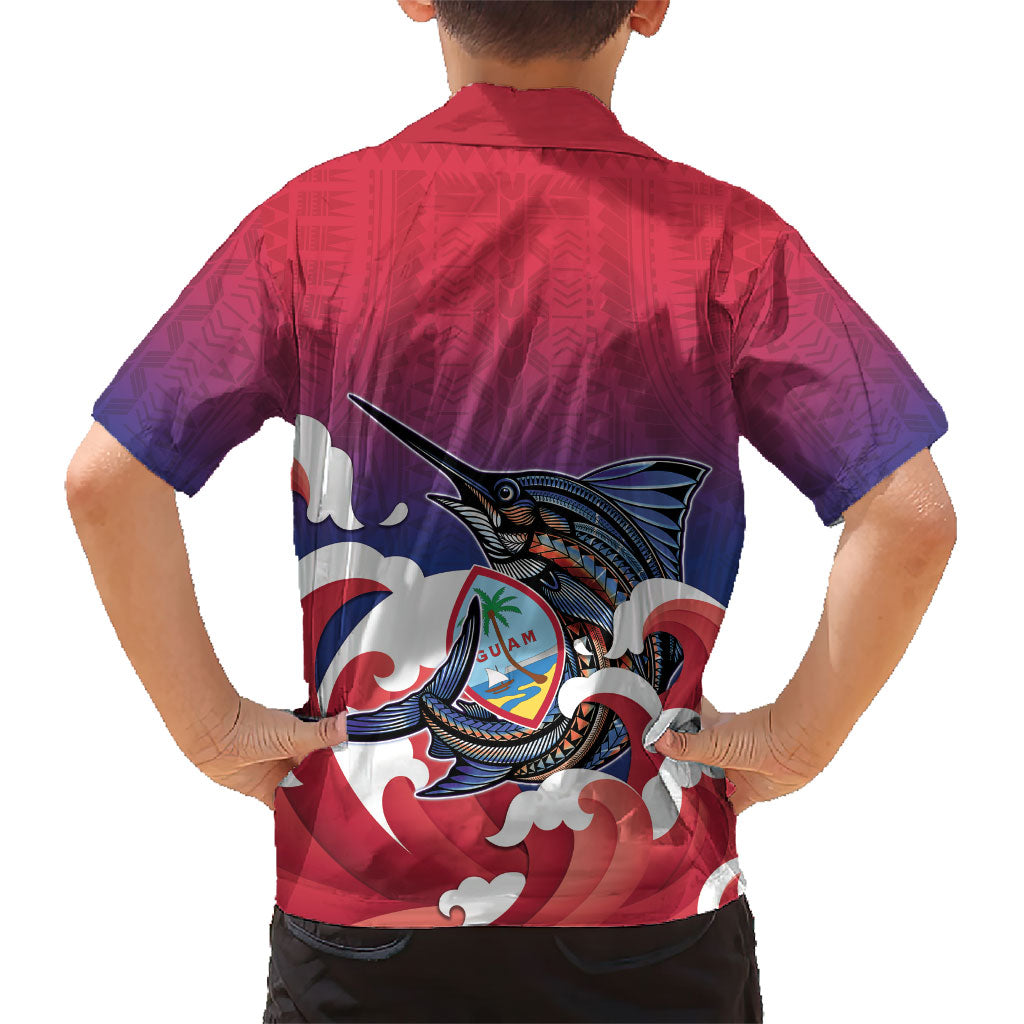 Guam Blue Marlin Fishing Family Matching Tank Maxi Dress and Hawaiian Shirt Polynesian Style LT05 - Polynesian Pride