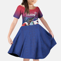 Guam Blue Marlin Fishing Family Matching Tank Maxi Dress and Hawaiian Shirt Polynesian Style LT05 Daughter's Dress Red - Polynesian Pride
