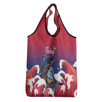 Guam Blue Marlin Fishing Grocery Bag Polynesian Style