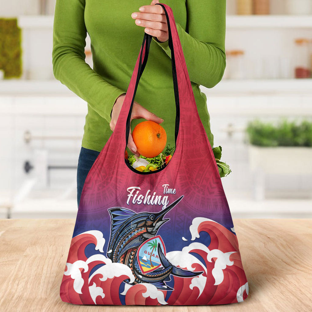 Guam Blue Marlin Fishing Grocery Bag Polynesian Style
