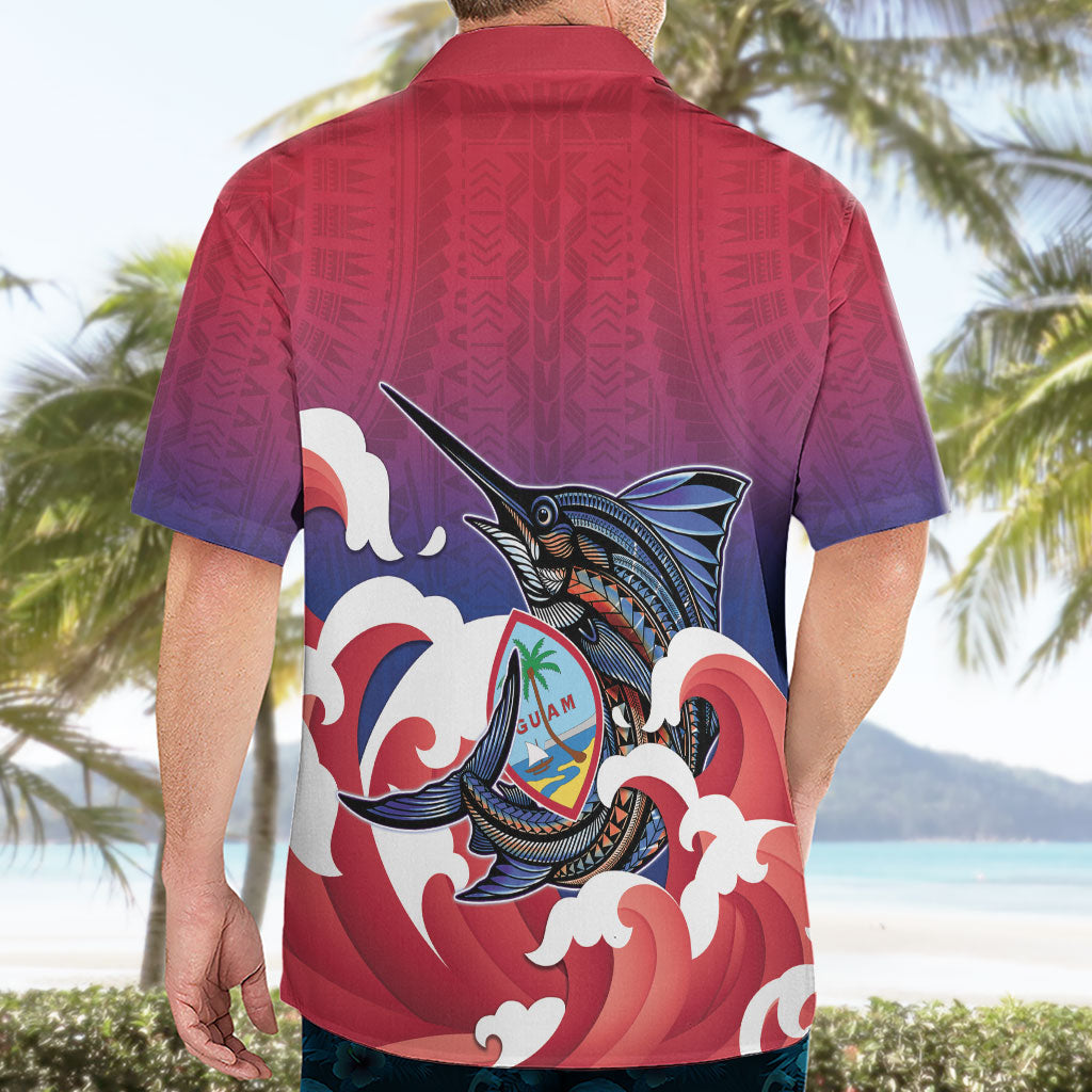 Guam Blue Marlin Fishing Hawaiian Shirt Polynesian Style