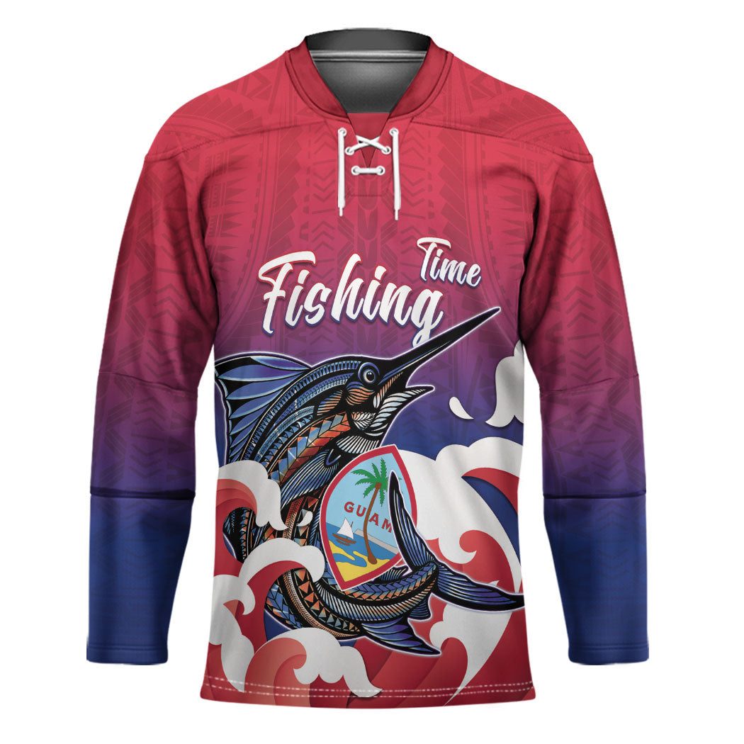 Guam Blue Marlin Fishing Hockey Jersey Polynesian Style