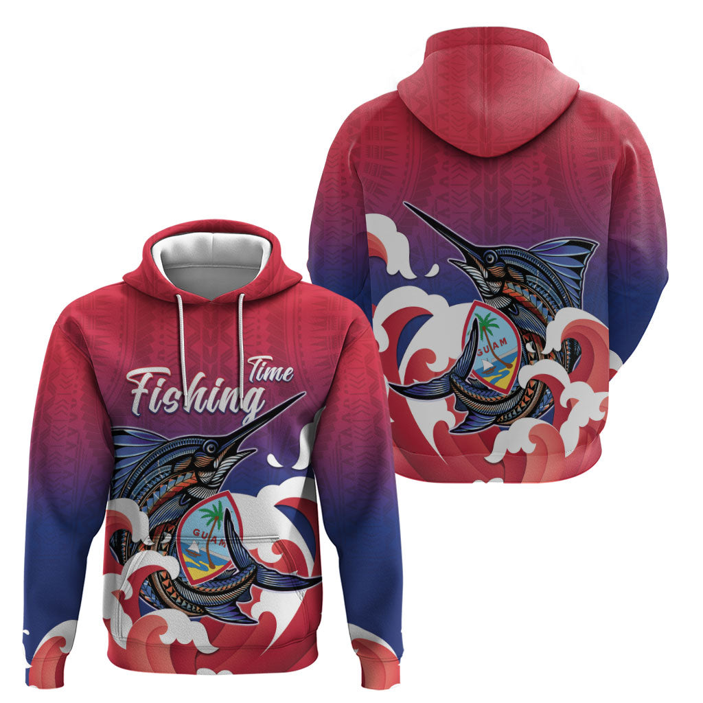 Guam Blue Marlin Fishing Hoodie Polynesian Style