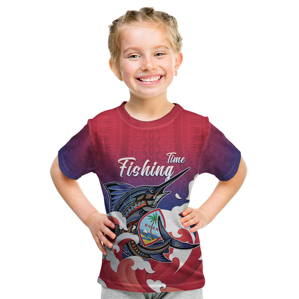 Guam Blue Marlin Fishing Kid T Shirt Polynesian Style