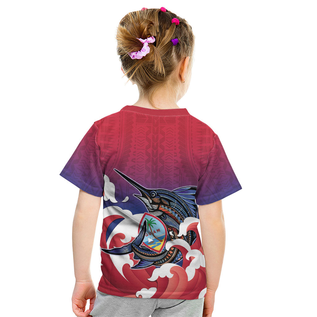 Guam Blue Marlin Fishing Kid T Shirt Polynesian Style