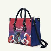 Guam Blue Marlin Fishing Leather Bag Polynesian Style