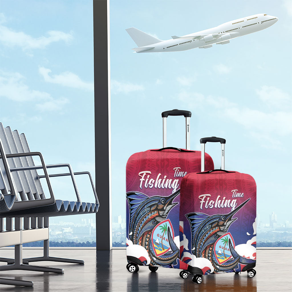 Guam Blue Marlin Fishing Luggage Cover Polynesian Style