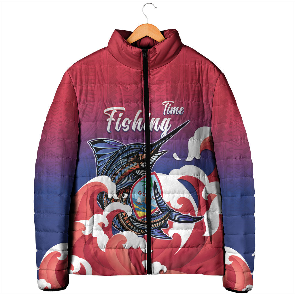 Guam Blue Marlin Fishing Padded Jacket Polynesian Style