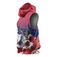 Guam Blue Marlin Fishing Sleeveless Hoodie Polynesian Style