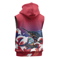 Guam Blue Marlin Fishing Sleeveless Zip Hoodie Polynesian Style