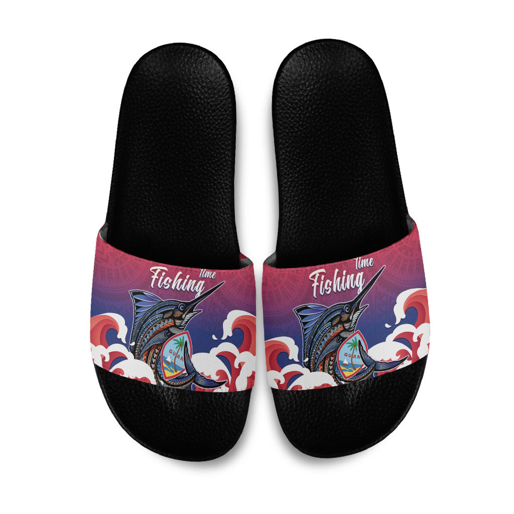 Guam Blue Marlin Fishing Slide Sandals Polynesian Style