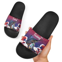 Guam Blue Marlin Fishing Slide Sandals Polynesian Style