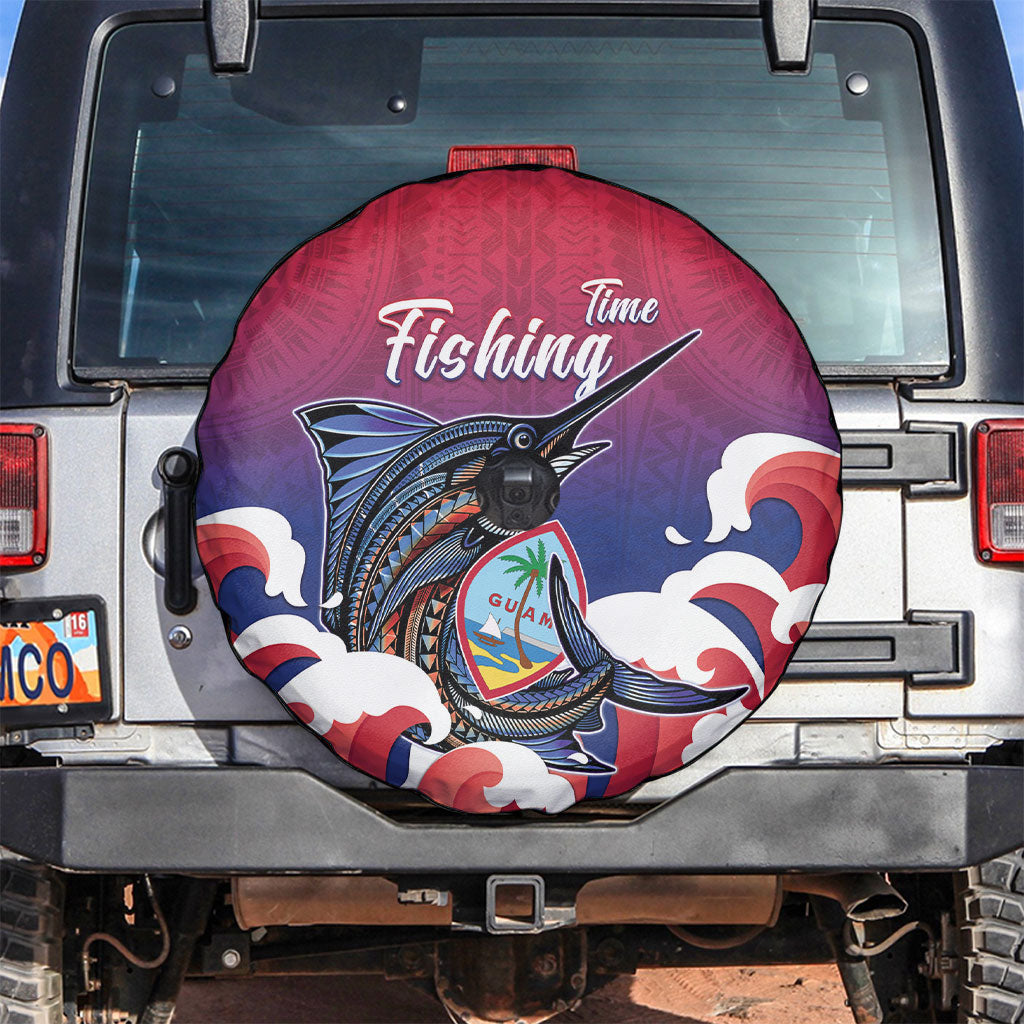 Guam Blue Marlin Fishing Spare Tire Cover Polynesian Style