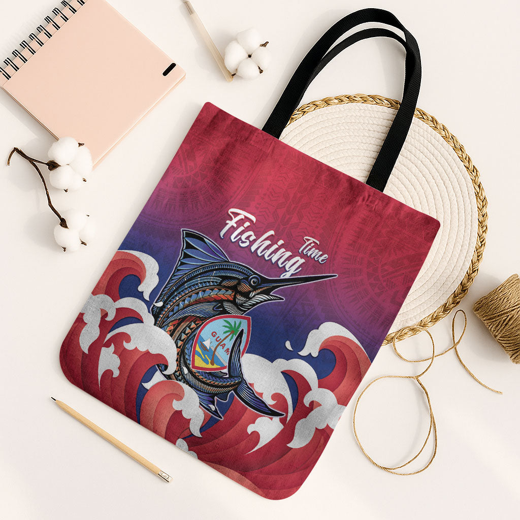 Guam Blue Marlin Fishing Tote Bag Polynesian Style