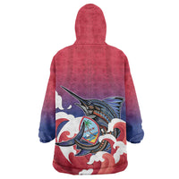 Guam Blue Marlin Fishing Wearable Blanket Hoodie Polynesian Style