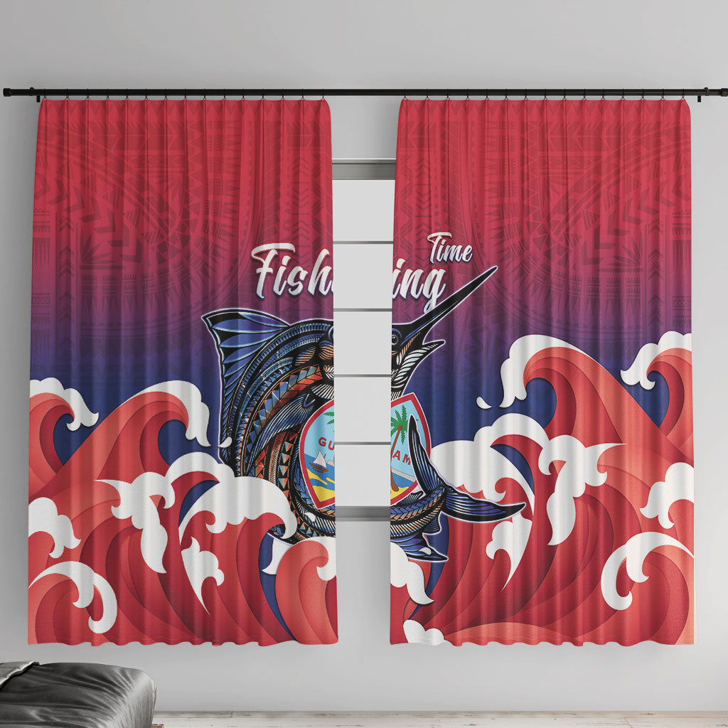 Guam Blue Marlin Fishing Window Curtain Polynesian Style