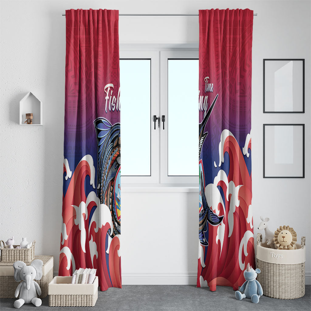 Guam Blue Marlin Fishing Window Curtain Polynesian Style