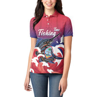 Guam Blue Marlin Fishing Women Polo Shirt Polynesian Style
