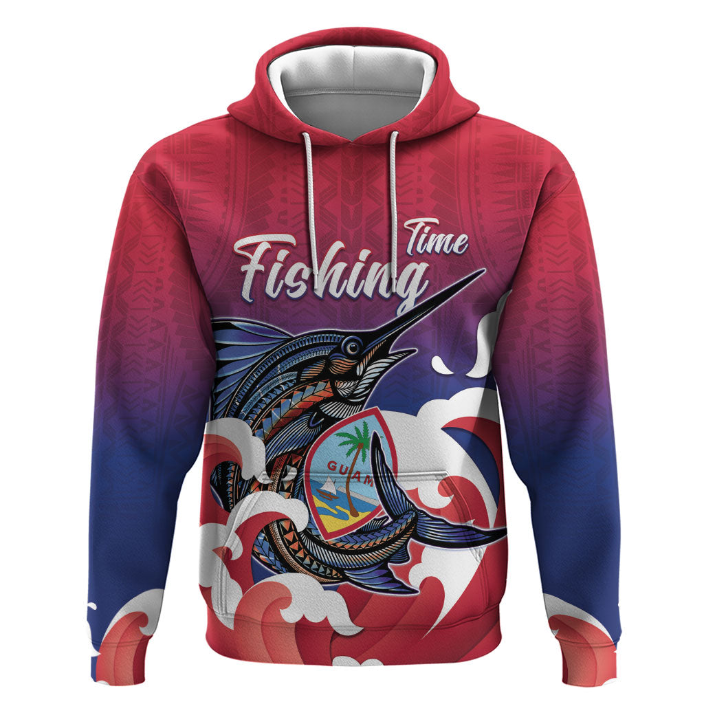 Guam Blue Marlin Fishing Zip Hoodie Polynesian Style