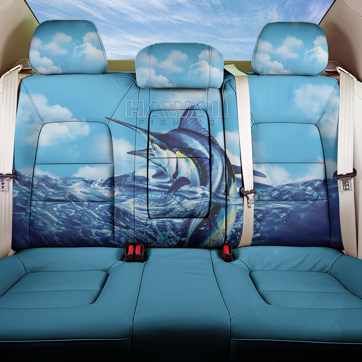 Hawaii Blue Marlin Fishing Back Car Seat Cover