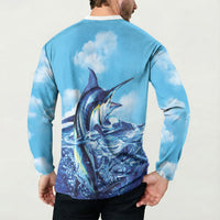 Hawaii Blue Marlin Fishing Button Sweatshirt