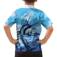 Hawaii Blue Marlin Fishing Family Matching Puletasi and Hawaiian Shirt LT05 - Polynesian Pride