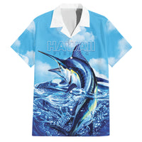 Hawaii Blue Marlin Fishing Family Matching Puletasi and Hawaiian Shirt LT05 Dad's Shirt - Short Sleeve Blue - Polynesian Pride