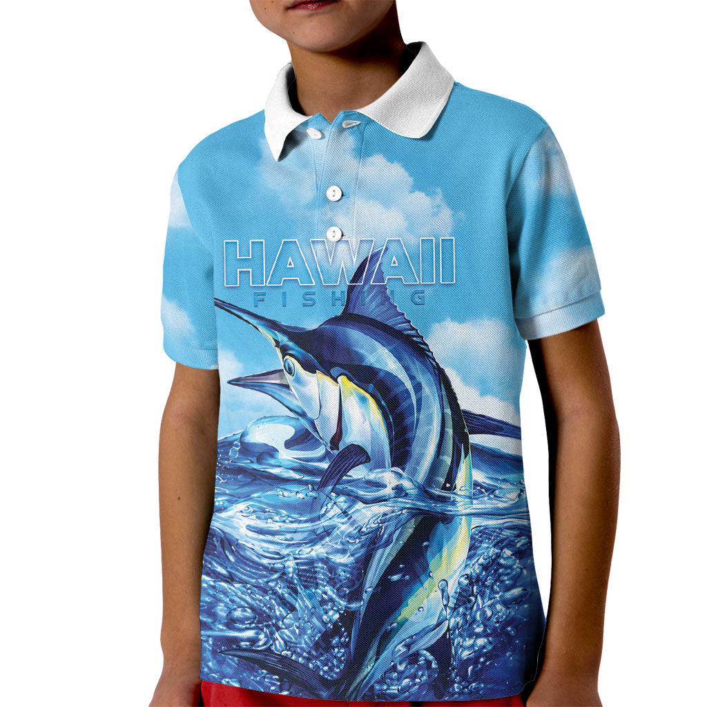 Hawaii Blue Marlin Fishing Kid Polo Shirt