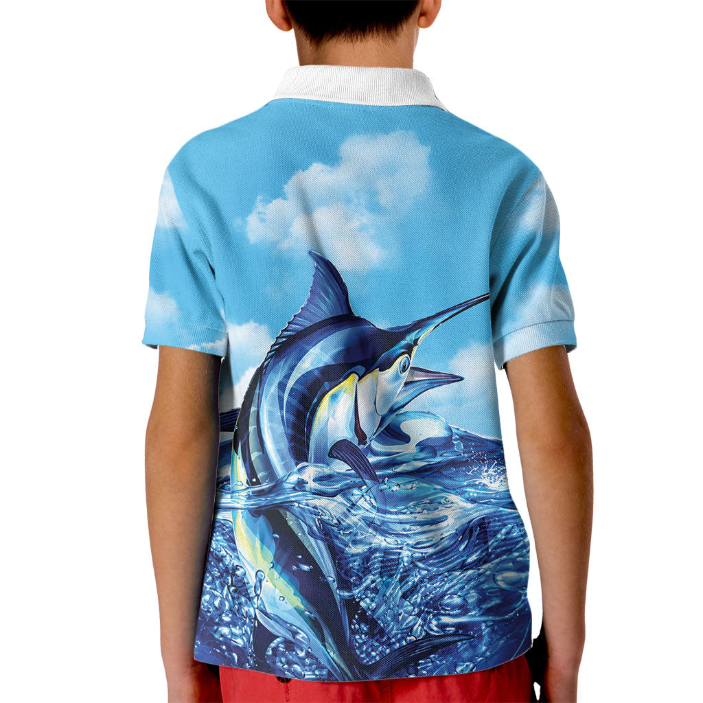 Hawaii Blue Marlin Fishing Kid Polo Shirt