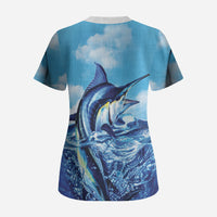 Hawaii Blue Marlin Fishing Scrub Top