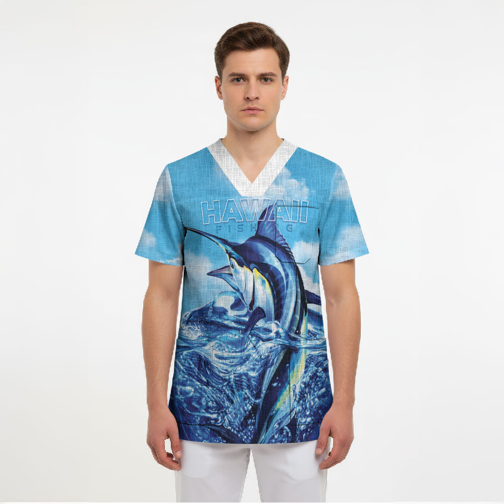 Hawaii Blue Marlin Fishing Scrub Top