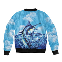Hawaii Blue Marlin Fishing Sleeve Zip Bomber Jacket