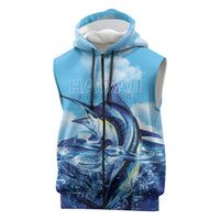 Hawaii Blue Marlin Fishing Sleeveless Zip Hoodie