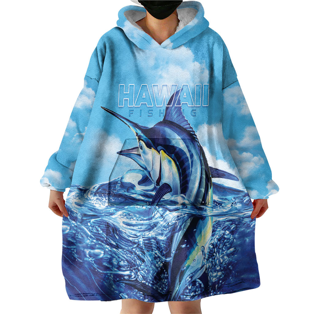 Hawaii Blue Marlin Fishing Wearable Blanket Hoodie