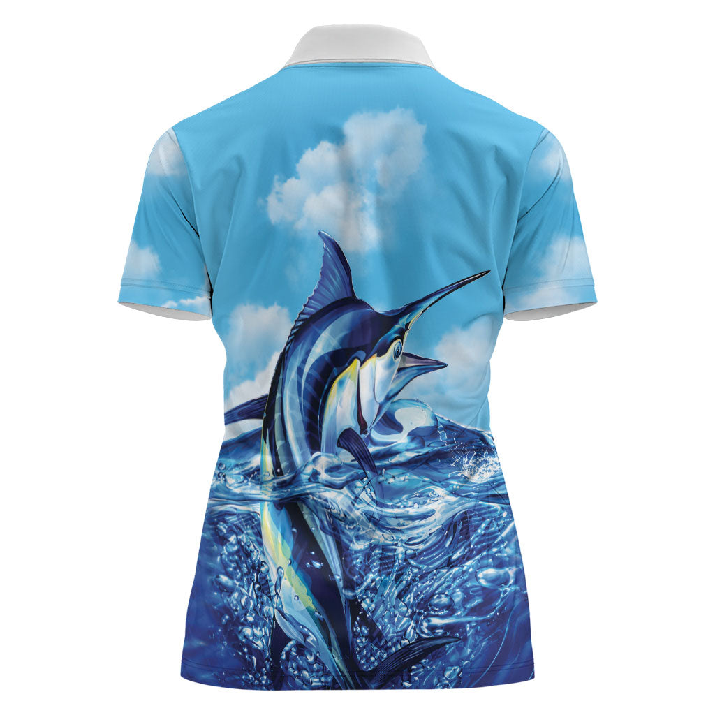 Hawaii Blue Marlin Fishing Women Polo Shirt LT05 - Polynesian Pride