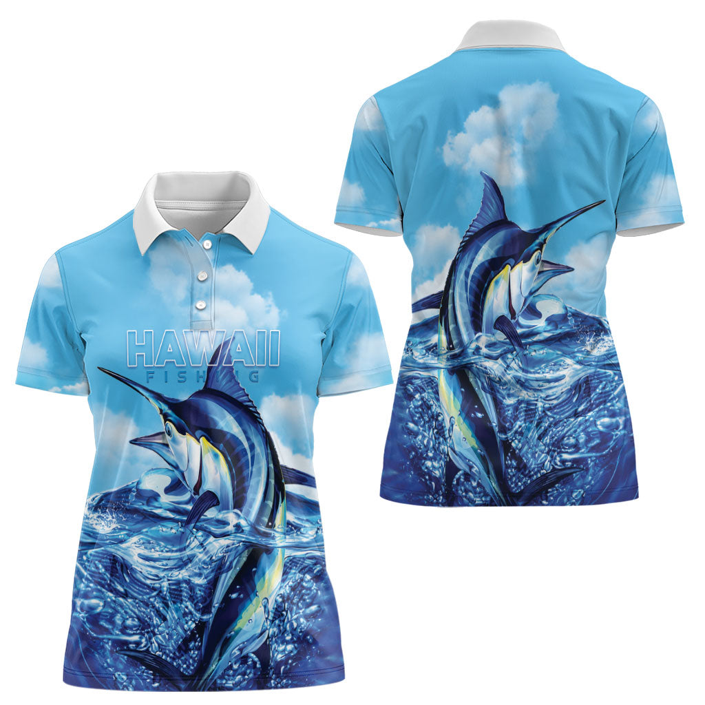 Hawaii Blue Marlin Fishing Women Polo Shirt LT05 - Polynesian Pride