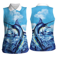 Hawaii Blue Marlin Fishing Women Sleeveless Polo Shirt
