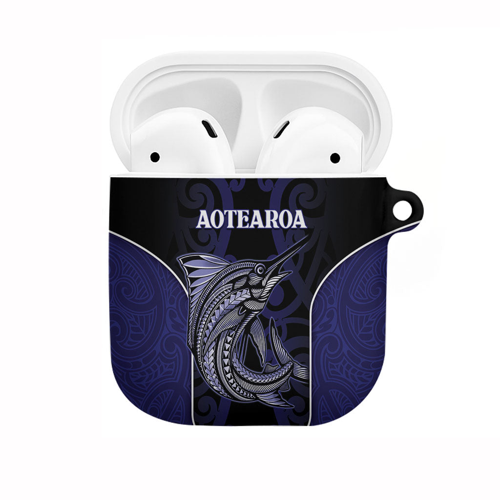 New Zealand Aotearoa AirPods Case Blue Marlin Fishing Maori Pattern