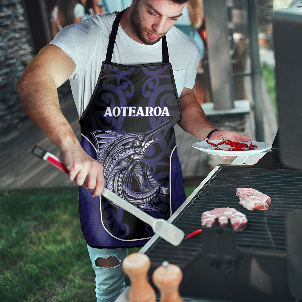 New Zealand Aotearoa Apron Blue Marlin Fishing Maori Pattern