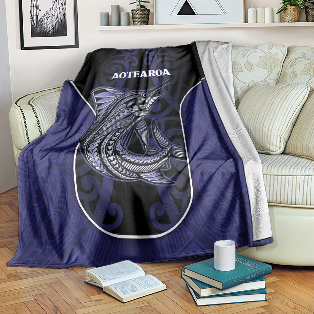 New Zealand Aotearoa Blanket Blue Marlin Fishing Maori Pattern