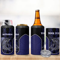 Personalised New Zealand Aotearoa 4 in 1 Can Cooler Tumbler Blue Marlin Fishing Maori Pattern