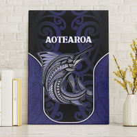 New Zealand Aotearoa Canvas Wall Art Blue Marlin Fishing Maori Pattern LT05 Without Frame Black - Polynesian Pride