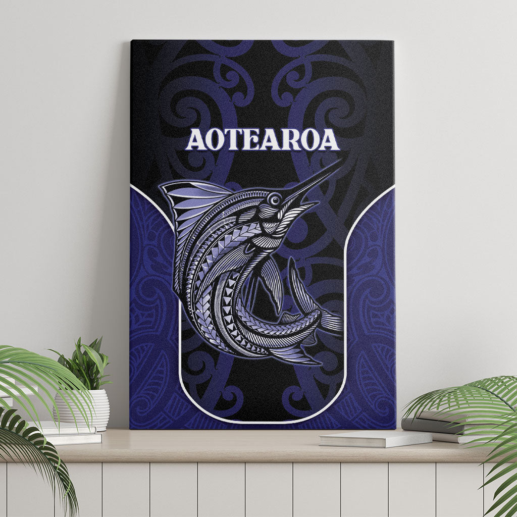 New Zealand Aotearoa Canvas Wall Art Blue Marlin Fishing Maori Pattern LT05 - Polynesian Pride